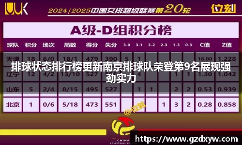 排球状态排行榜更新南京排球队荣登第9名展现强劲实力